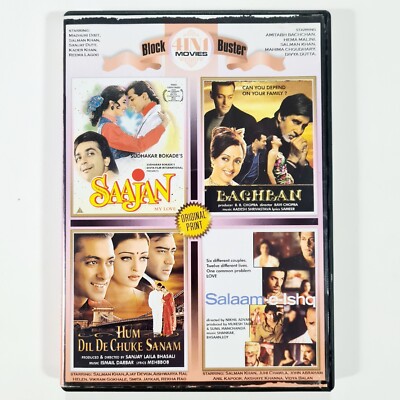 Bollywood DVD 4in1 SAAJAN/BAGHBAN/HUM DIL DE CHUKE SANAM/SALAAM-E-ISHQ hindi