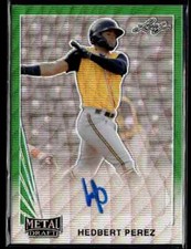 2021 Leaf Metal Draft 1990 Autographs Green Wave Hedbert Perez #3/5 #LA-HP1
