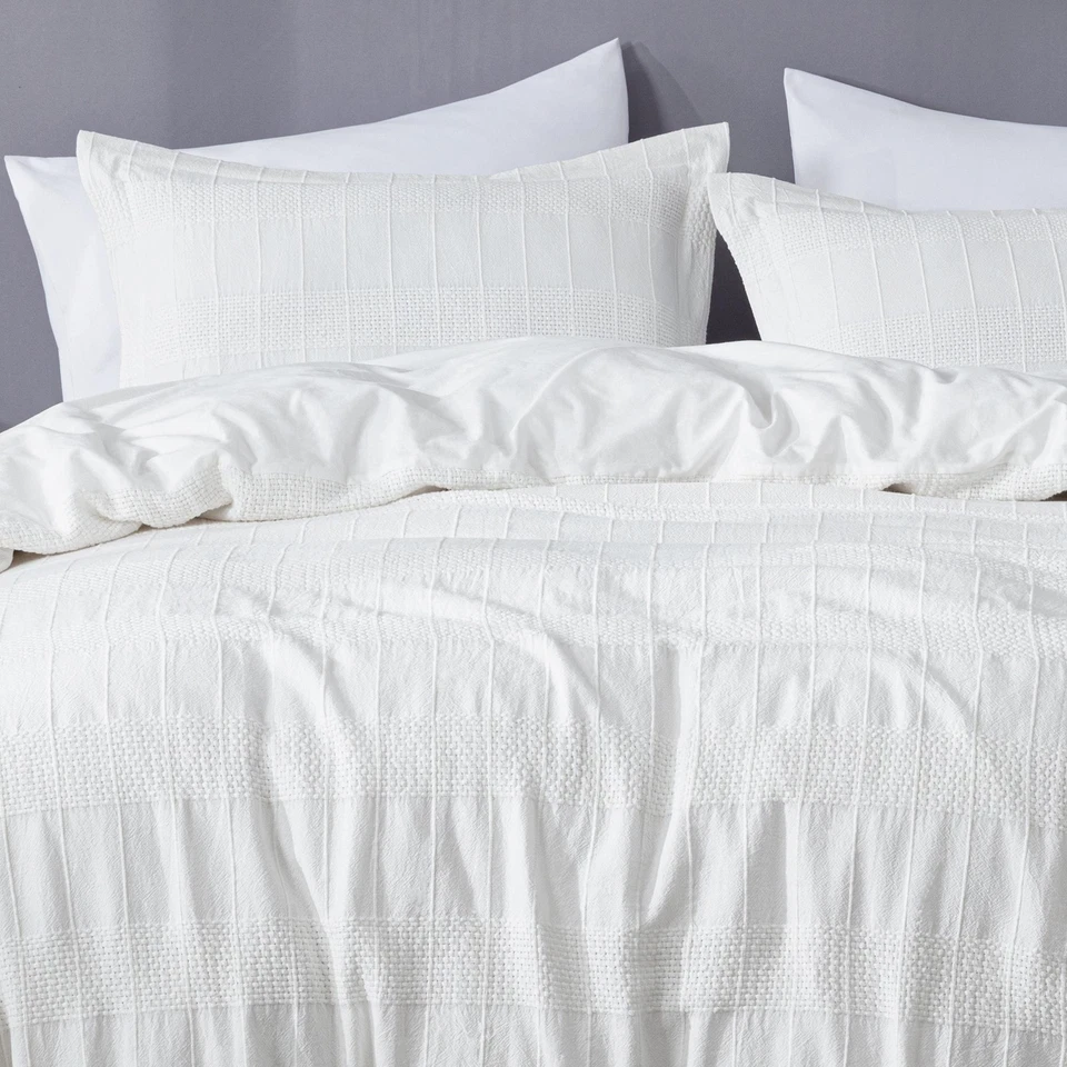 Juego de funda nórdica tejido canasta acolchada jacquard clip algodón colección Chezmoi Yuki Foto 3 de 4