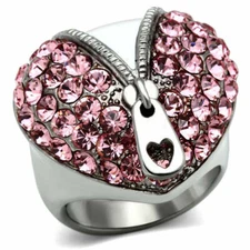 TK652 - High polished (no plating) Stainless Steel Ring with Top Grade Crystal