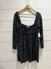 COCO + JAIMESON Black Metallic Mini Long Sleeve Dress Womens Sz Large NWT