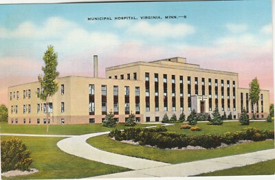 Municipal Hospital Linen Postcard Virginia MN Olcott Park David Milavetz News