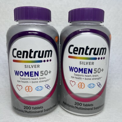 2 CENTRUM Silver Womens 50 Plus Multivitamin 200 Tablets each (400) EXP 10/25
