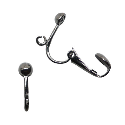 Clip On Non Pierced Earring Findings w Open Ring 4mm Half Ball Gunmetal 20 pc