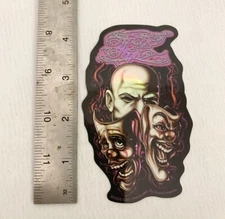 VTG DSG Brand Imports Vending Sticker 2006 2 SKULLS BALD MAN HOLOGRAPHIC