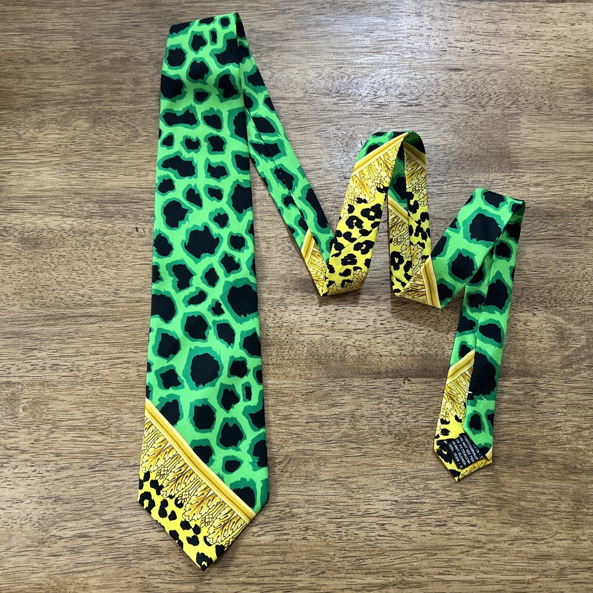 Gianni Versace Couture Silk Tie Green & Gold Animal Prints
