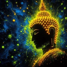 Digital Image Picture Photo Wallpaper Background Desktop AI Art Neon Buddha 01