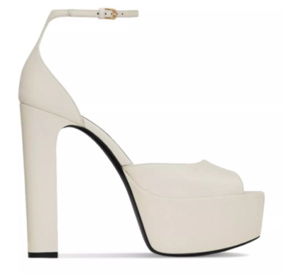Saint Laurent Jodie Platform Sandal Heels Ivory Size 41