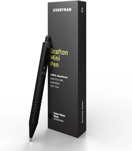 Black Super Matte Grafton Mini Click Pen, Pocket-Size Writing Utensel, Luxury ED