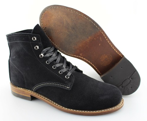 Black Suede Plain Toe Boots Size 