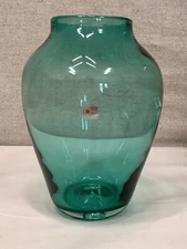 9.5” 🌟 Blenko MCM Art Glass Vase Greenish Hue