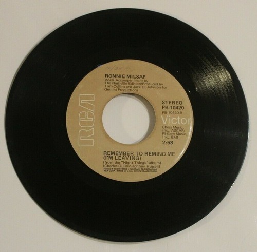 Ronnie Milsap 45 Just In Case - Remember To Remind Me RCA - Picture 2 of 2