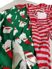 2 CARTER'S Toddler 2T Santa / Santa Christmas Footed 1-Pc Pajama Sleeper NWT