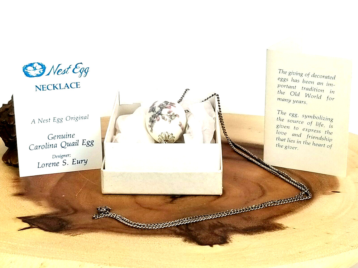 Carolina Quail Egg - Necklace with Silver Tone  Designer - LORENE S. EURY