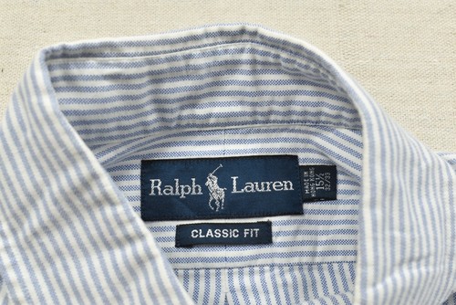 Ralph Lauren Classic Fit Button Down Shirt Men's Size 15.5 Blue Stripe - Picture 6 of 8