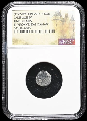 MEDIEVAL HUNGARY. Ladislaus IV, 1272-1290. Silver Obol, NGC Fine Details