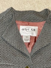 Vintage Designer OSCAR DE LA RENTA Chevron Boxy Blazer Lined Jacket Size 10