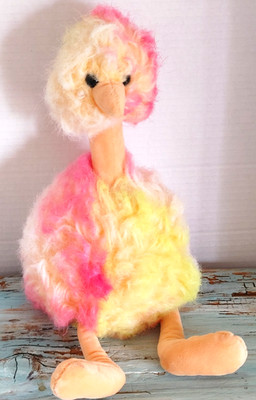 Jellycat London OSTRICH Plush Sherbet Bird 13'' Pink Yellow Peach Rainbow Unusual
