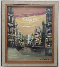 No.: 1079 oil painting artwork with frame picture painting oil painting city lake