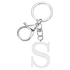 Initial Letter Key Chain Letter A-Z Keychain Initials Keyring, Silver S 