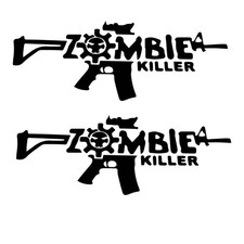 Zombie Ar15 Ak47 Gun Protection 2nd Amendment Zombie 1 Pair Of Stickers P1053