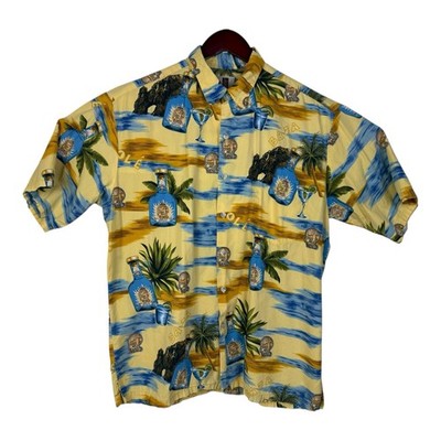 Tori Richard Shirt Mens Large Yellow Cabo Wabo Tequila Hawaiian Aloha Baja Palm