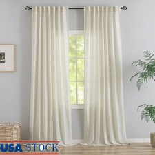 Linen Curtains 2 Panels Light Filtering Semi Sheer Elegant Drapes Easy Care New