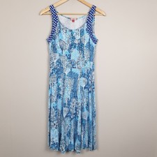 Joe Browns Dress Womens UK 12 Blue Tree Print Sleeveless Casual Summer Boho