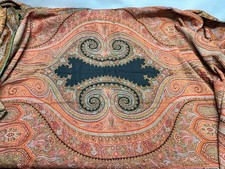 1850s Antique Paisly Shawl - 120 x 60 inches Kashmiri Paisley Red