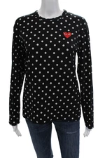 Play Comme Des Garcons Women Black Polka Dot Crewneck Jersey Size M