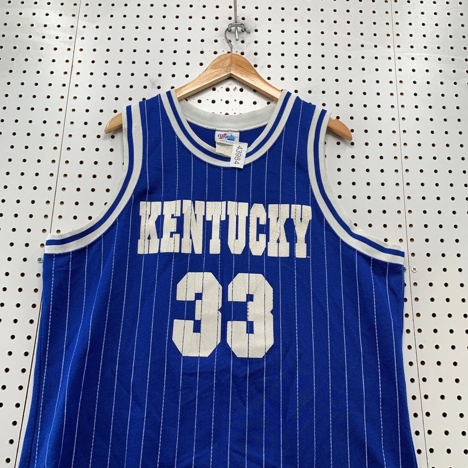 复古肯塔基野猫队 #33 球衣男式 XL 蓝色条纹罗恩·默瑟 美国制造 — 第 2/4 张图片