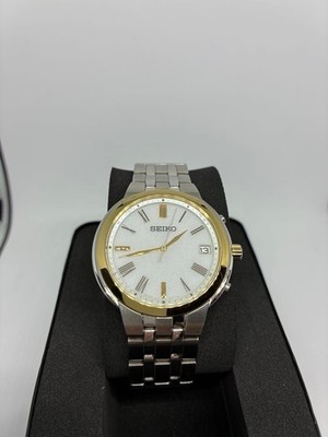SEIKO Radio solar men s wristwatch 10BAR waterproof easy to read white dial silv
