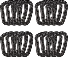 16 Pack Tactical Carabiners Keychain D Rings Spring Snap Gear Black, Black 