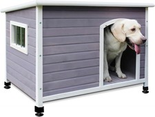 40" Wooden Outdoor Dog Houses, Waterproof Dog House Outside with Window  Doo...