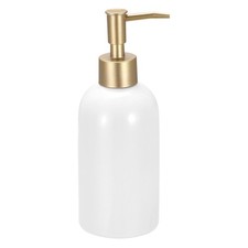 14Oz Ceramic Dish Hand Soap Dispenser with Pump for Kitchen Bathroom White Gold