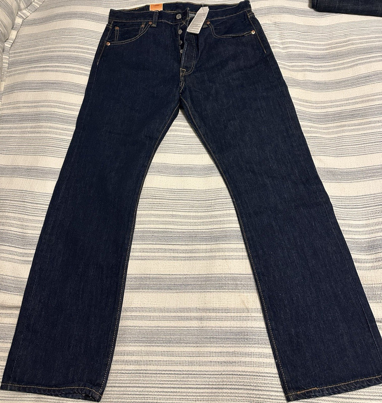 Levi's 501 Straight Leg Button-Fly Regular Fit Dark Blue Denim Jeans Men