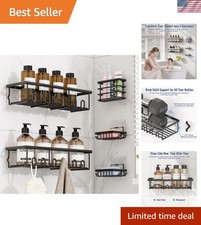 5 Pack Adhesive Bathroom Holders Dispensers for Kids Adults, Black
