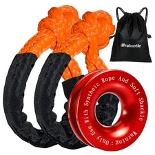 2PCS 1/2" x 22 Inch Orange Synthetic Soft Shackles and 1/2" x 22" Orange + Red