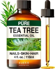 KUKKA Tea Tree Essential Oils - 4 Fl Oz - for Hair, Skin, Diffuser, Aromatherapy