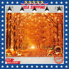 Fall Autumn Forest Backdrop 71x43" Maple Leave Pumpkin Rustic Thanksgiving Decor
