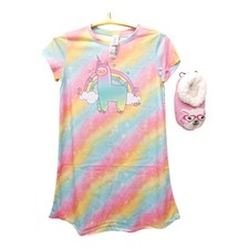 Pajama Nightgown w/Bootie Slippers: Children's Place LLAMA Unicorn 16 Girls