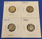 4 US Rosevelt Silver Dime Lot 1956 D - 1955 D - 1962 D w/ Protective Sleeve
