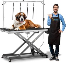 Professional Electric Dog Grooming Table, Height Adjustable, 60", Grey