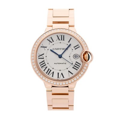 Cartier Ballon Bleu Rose Gold Auto 40mm Diamond Watch Bracelet WJBB0057