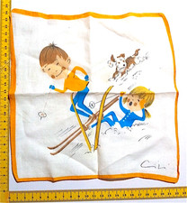 KINDER SKI 60s italy Taschentuch Taschentuch Baumwolle Vintage