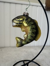 VTG Old World Style Glass Smallmouth Bass Fish Christmas Ornament Seasons MCF