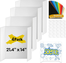 4 Pcs Small Trifold Poster Board, 21.4" X 14" Presentation Board, with Double Si