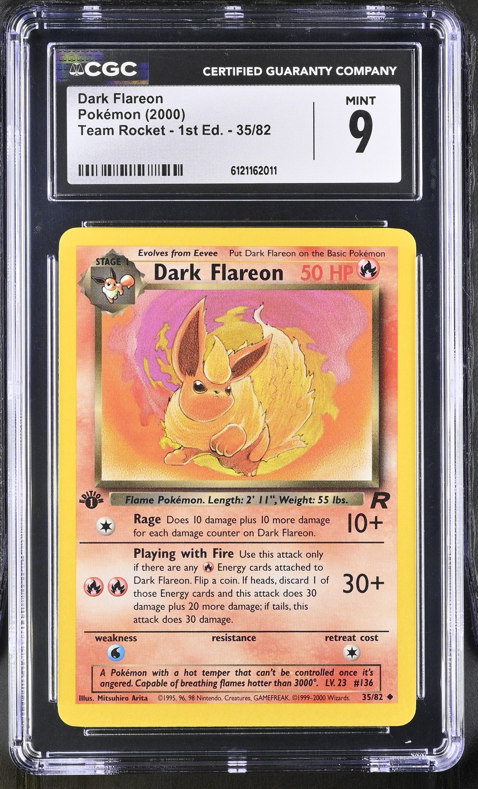 CGC 9 MINT Dark Flareon Team Rocket 1st Edition 35/82 Pokemon Card