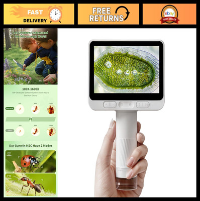 4.0'' Handheld Microscope for Kids, 1600X Portable Mini Pocket Microscope, Educat