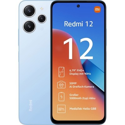 Xiaomi Redmi 12 128 GB Sky Blue Dual SIM Smartphone Handy Mobiltelefon